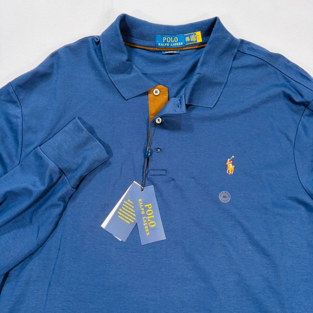 NEW Polo Ralph Lauren Mens XXL French Navy Long Sleeve Classic Pony LS Stretch